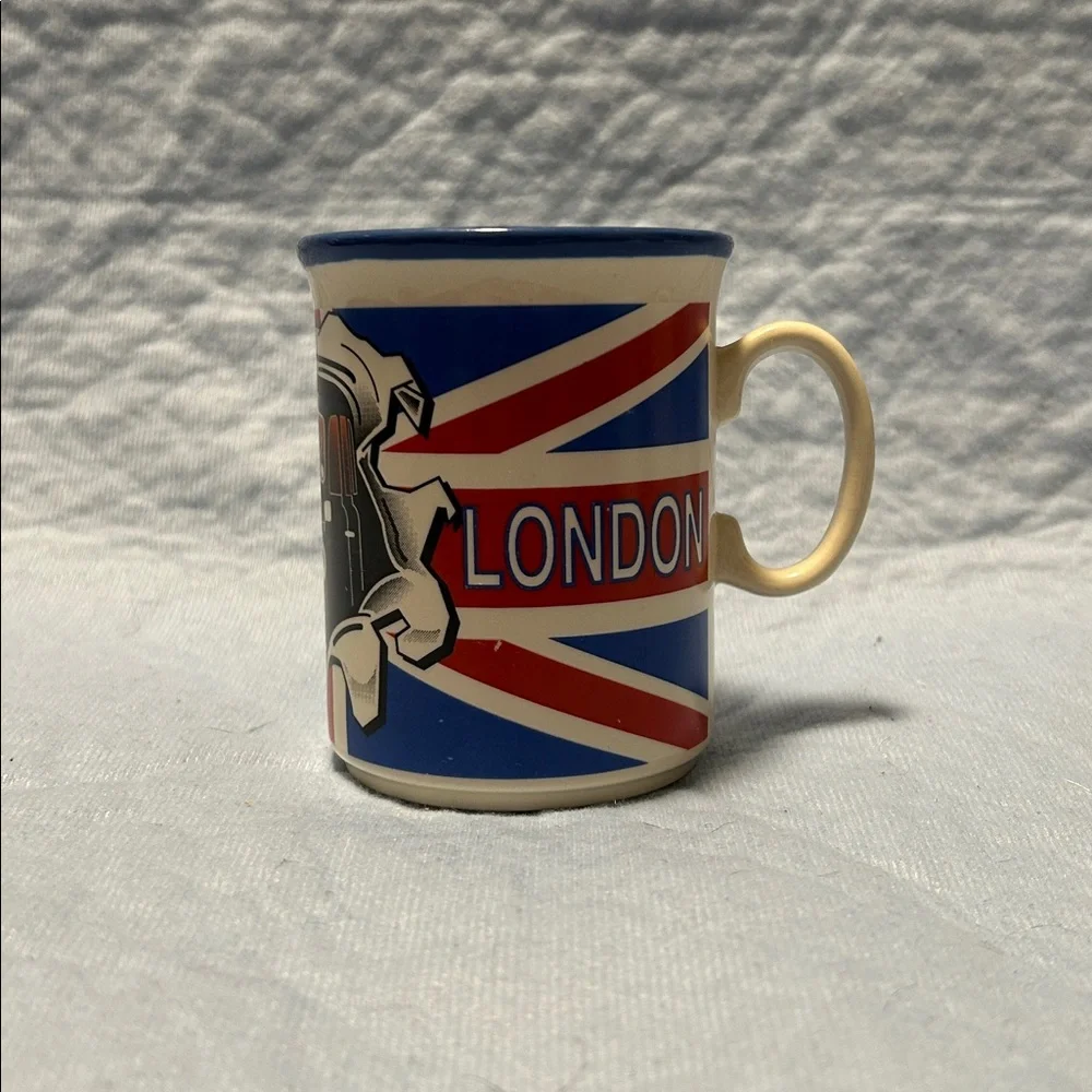 Ceramic London Unmarked Red White Blue Taxi Coffee Cup